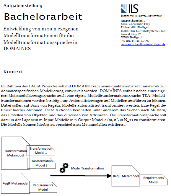Development of m to n exogenous model transformations for the model transformation language in DOMAINES