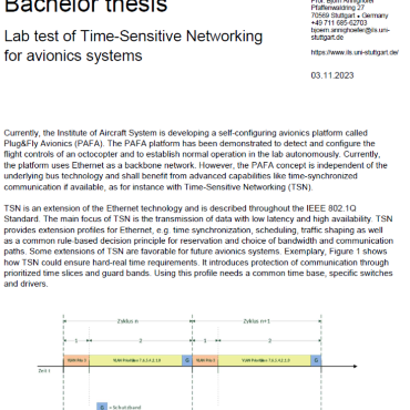 Lab test of Time-Sensitive Networking for avionics systems
