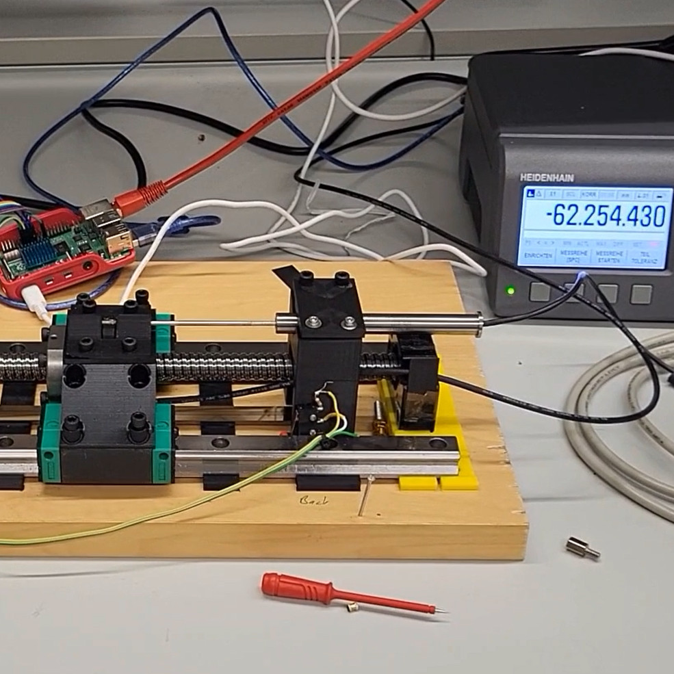 Test run of the LVDT test-rig assembly in the ILS laboratory